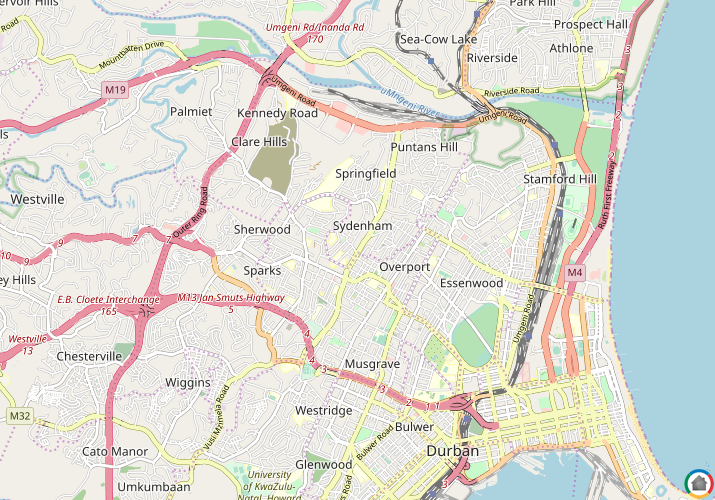 Map location of Sydenham  - DBN
